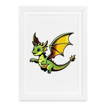 Dragon - Affiche encadrée (27 × 37 cm) - blanc - Devant