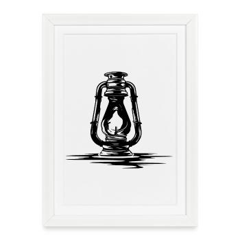 Lampe à huile croquis - Affiche encadrée (27 × 37 cm) - blanc - Devant