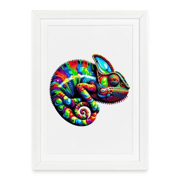 Caméléon - Affiche encadrée (27 × 37 cm) - blanc - Devant