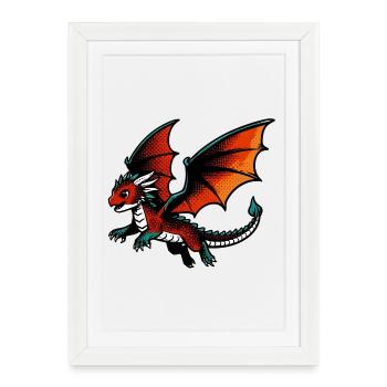 Dragon - Affiche encadrée (27 × 37 cm) - blanc - Devant