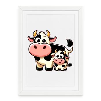 Vache Vaches - Affiche encadrée (27 × 37 cm) - blanc - Devant