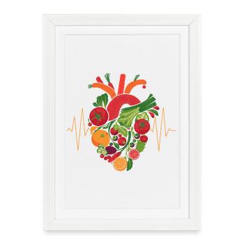 Healthy Heart Fruit & Veggie Art - Framed poster (27 × 37 cm) - white - Front