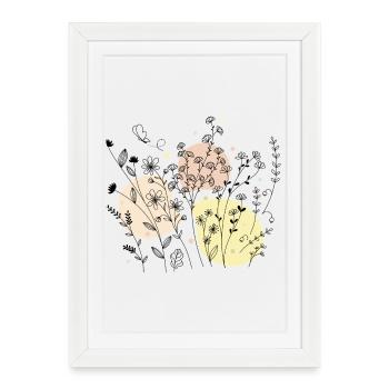 Delicate Botanical Line Art Design - Framed poster (27 × 37 cm) - white - Front