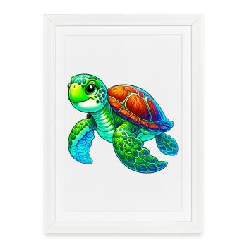 Turtle - Framed poster (27 × 37 cm) - white - Front