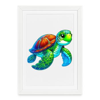 Tortue - Affiche encadrée (27 × 37 cm) - blanc - Devant
