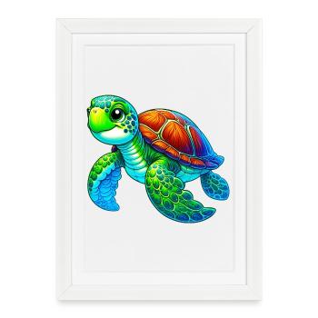 Tortue - Affiche encadrée (27 × 37 cm) - blanc - Devant