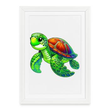 Turtle - Framed poster (27 × 37 cm) - white - Front