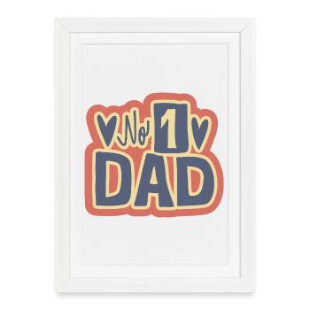 No 1 Dad Heart Design - Affiche encadrée (27 × 37 cm) - blanc - Devant