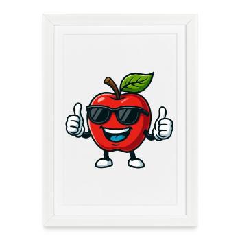 Fruity Red Apple Summer Cool Thumbs Up - Framed poster (27 × 37 cm) - white - Front