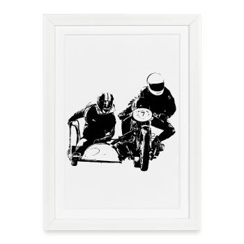 Motorcycle - Framed poster (27 × 37 cm) - white - Front