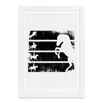 Sports équestres - Affiche encadrée (27 × 37 cm) - blanc - Devant
