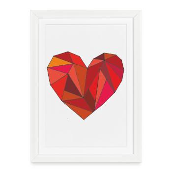 Coeur géométrique dans un mélange de couleurs chaudes - Affiche encadrée (27 × 37 cm) - blanc - Devant