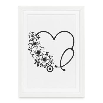 Conception de poussette en forme de cœur floral - Affiche encadrée (27 × 37 cm) - blanc - Devant