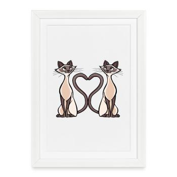 Imprimé double cœur de chat pour des vêtements uniques - Affiche encadrée (27 × 37 cm) - blanc - Devant