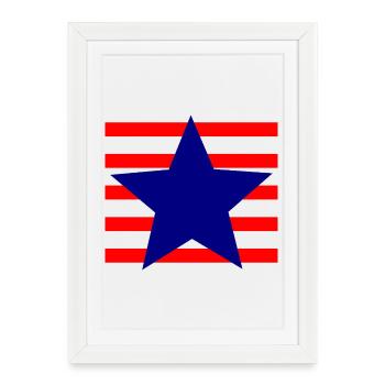 Patriotic star with red and black stripes - Framed poster (27 × 37 cm) - white - Front