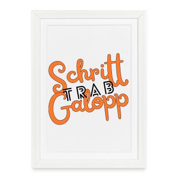 Au pas, au trot, au galop - Affiche encadrée (27 × 37 cm) - blanc - Devant