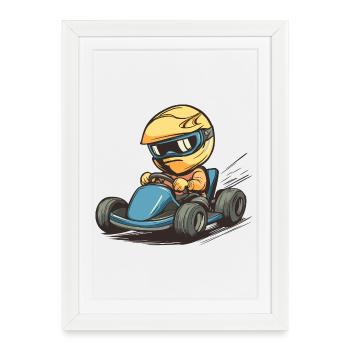Karting - Affiche encadrée (27 × 37 cm) - blanc - Devant