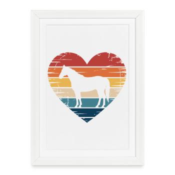 Pferd Silhouette im Her - Gerahmtes Poster (27 × 37 cm) - Weiß - Vorne