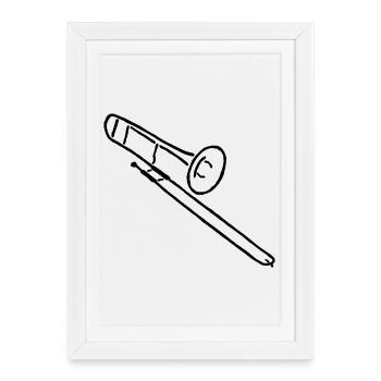 Cadeau de croquis de trombone pour trombonistes - Affiche encadrée (27 × 37 cm) - blanc - Devant