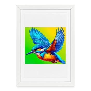 martin-pêcheur - Affiche encadrée (27 × 37 cm) - blanc - Devant