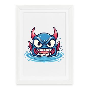 Démon de l’eau féroce - Affiche encadrée (27 × 37 cm) - blanc - Devant