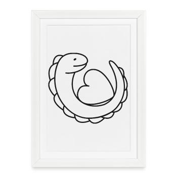 Lézard avec cœur – Gecko, amour et symbole de protection - Affiche encadrée (27 × 37 cm) - blanc - Devant