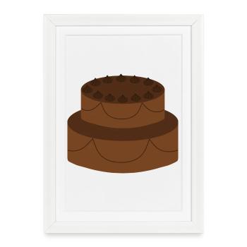 Gâteau au chocolat à deux étages - Affiche encadrée (27 × 37 cm) - blanc - Devant