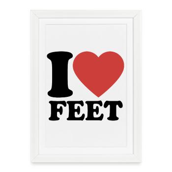 J’aime les pieds - Cœur - Pied - Affiche encadrée (27 × 37 cm) - blanc - Devant
