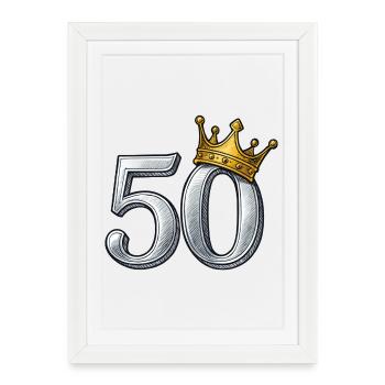 Idée cadeau couronne d’or 50e anniversaire - Affiche encadrée (27 × 37 cm) - blanc - Devant