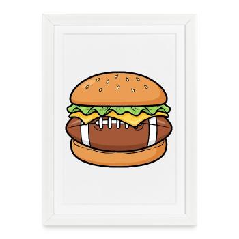 Football fast-food dessin animé humour - Affiche encadrée (27 × 37 cm) - blanc - Devant