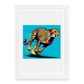 guépard - Affiche encadrée (27 × 37 cm) - blanc - Devant