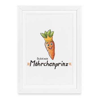 Carrot Prince Carrot King Design - Affiche encadrée (27 × 37 cm) - blanc - Devant