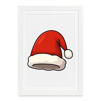 Illustration de chapeau de Père Noël - Affiche encadrée (27 × 37 cm) - blanc - Devant