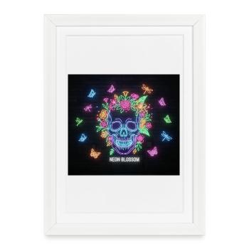 Conception de crâne de néonblossom - Affiche encadrée (27 × 37 cm) - blanc - Devant