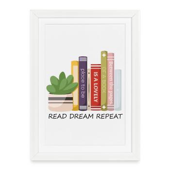 Rangée de livres colorés - Affiche encadrée (27 × 37 cm) - blanc - Devant