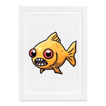 Poisson rouge Halloween Zombie - Affiche encadrée (27 × 37 cm) - blanc - Devant