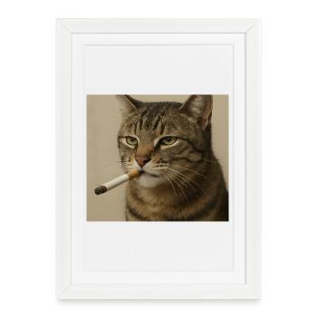 Smoking Cat Generation Z Meme Cat Smoking - Framed poster (27 × 37 cm) - white - Front