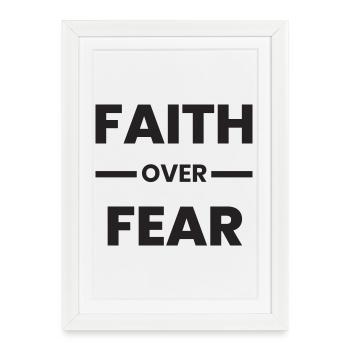 Faith_Over_Fear_Transparent_Black - Affiche encadrée (27 × 37 cm) - blanc - Devant