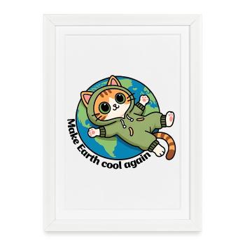 Sauver la planète terre, Make Earth cool again - Affiche encadrée (27 × 37 cm) - blanc - Devant