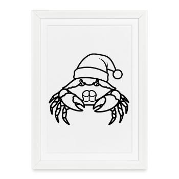 Illustration de dessin animé de crabe de Noël - Affiche encadrée (27 × 37 cm) - blanc - Devant