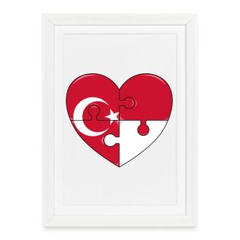 Conception du puzzle du drapeau Turquie-Indonésie. - Affiche encadrée (27 × 37 cm) - blanc - Devant