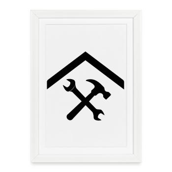 Artisan de concierge – Clé à marteau - Affiche encadrée (27 × 37 cm) - blanc - Devant