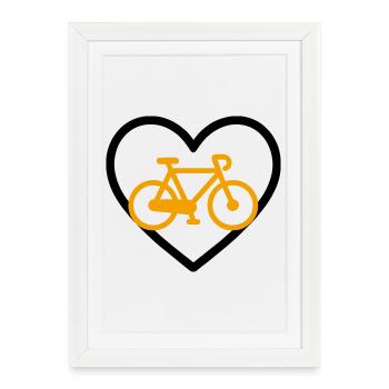Cœur cycliste Sport cycliste Passion - Affiche encadrée (27 × 37 cm) - blanc - Devant