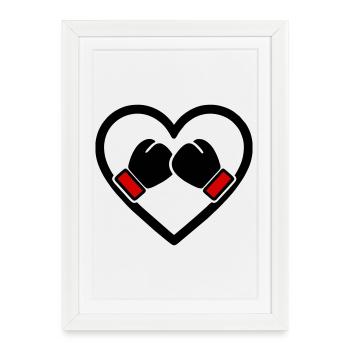 Boxe Coeur Gants Sport Passion - Affiche encadrée (27 × 37 cm) - blanc - Devant