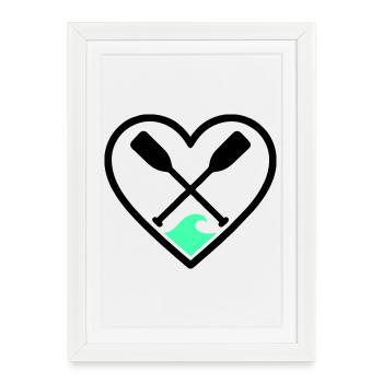 Canoe Kayak Heart Paddles Wave Sport Nature - Framed poster (27 × 37 cm) - white - Front