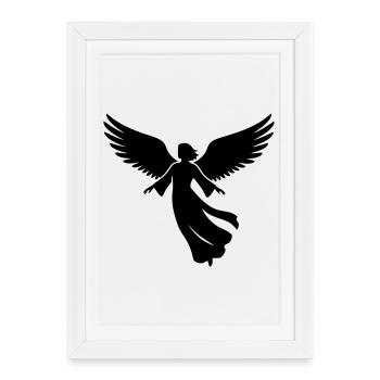 ange-ange-aile-silhouette-simple-2 - Affiche encadrée (27 × 37 cm) - blanc - Devant