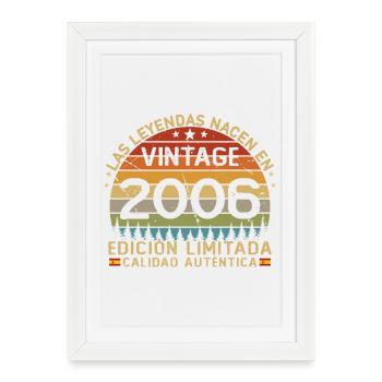 Born In 2006 Vintage 20 Years Birthday - Framed poster (27 × 37 cm) - white - Front