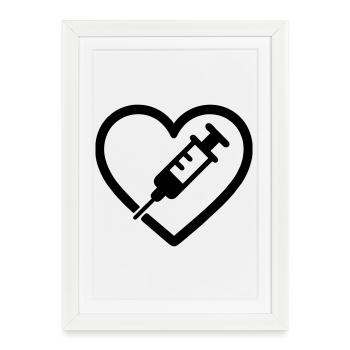 Cœur + Infirmière / Infirmière – Super Parent I - Affiche encadrée (27 × 37 cm) - blanc - Devant