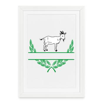 Goat Laurel Wreath with Namespace - Framed poster (27 × 37 cm) - white - Front