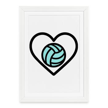 Volley-ball de cœur – Amateur de sport d’équipe - Affiche encadrée (27 × 37 cm) - blanc - Devant